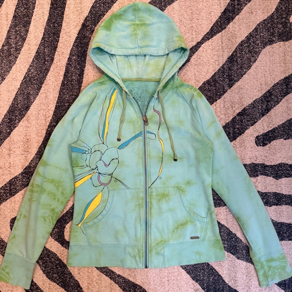 Y2K Roxy Quiksilver Wrap Around Surfwear Hoodie Size Large EUC